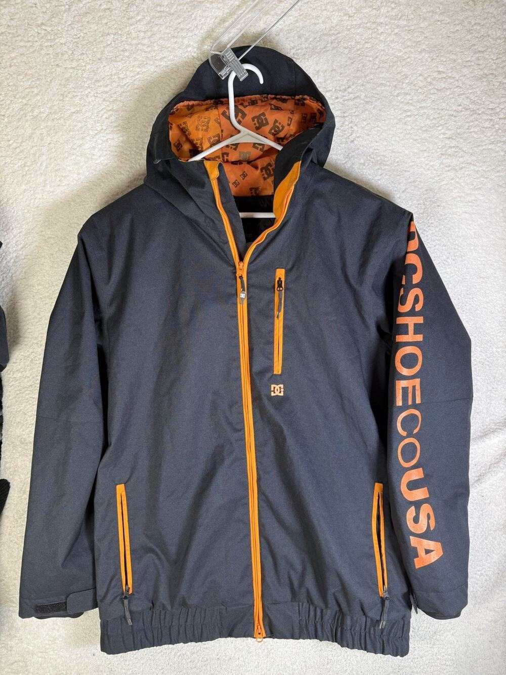 DC Shoes Co Ripley Snowboard Jacket Mens Large Black Orange Waterproof Ski